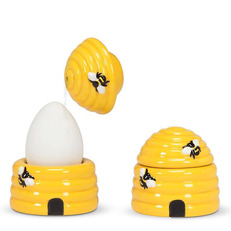beehive egg cup with salt shaker kitchenware breakfast bee