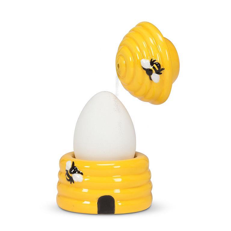 beehive egg cup with salt shaker kitchenware breakfast bee
