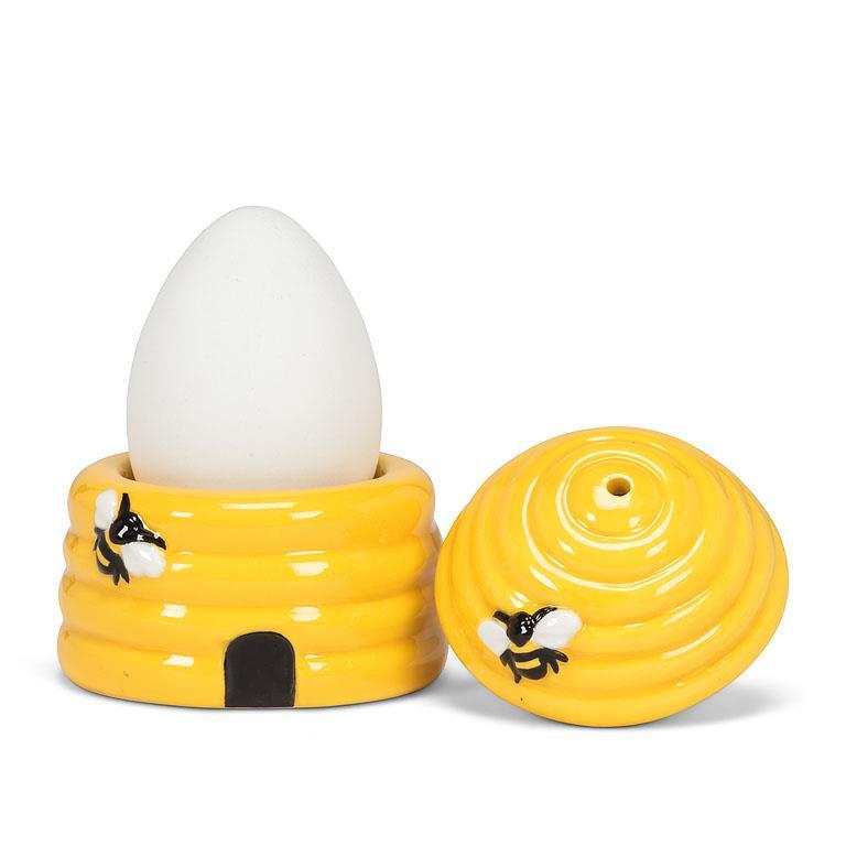 beehive egg cup with salt shaker kitchenware breakfast bee
