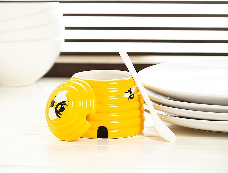 bee hive honeypot with spoon honey kitchenware