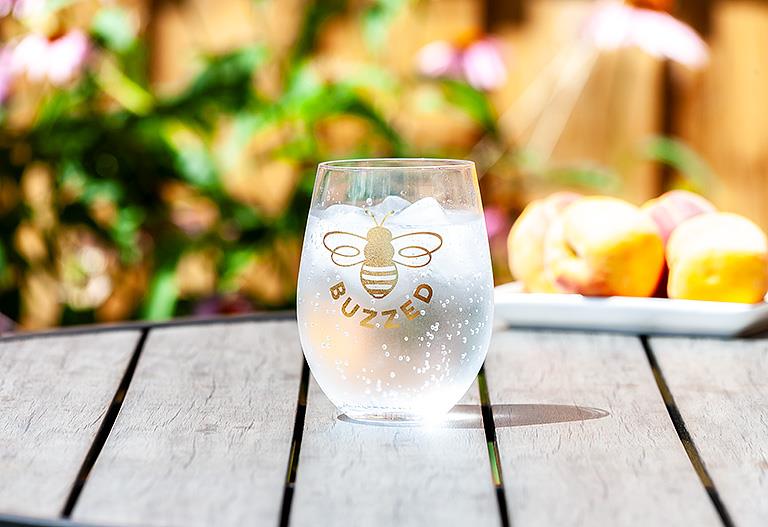 bee wine glass stemless wine glass wine buzzed wine glass