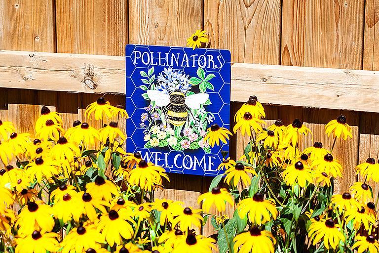 pollinators bee welcome sign garden floral sign