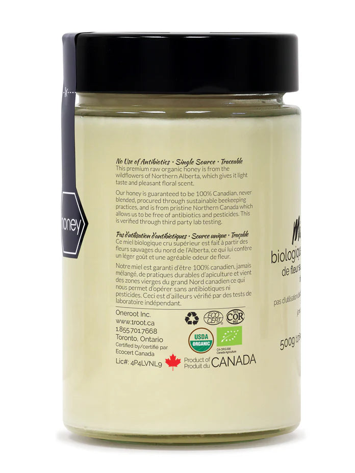 OneRoot Organic Raw Wildflower Honey 500g