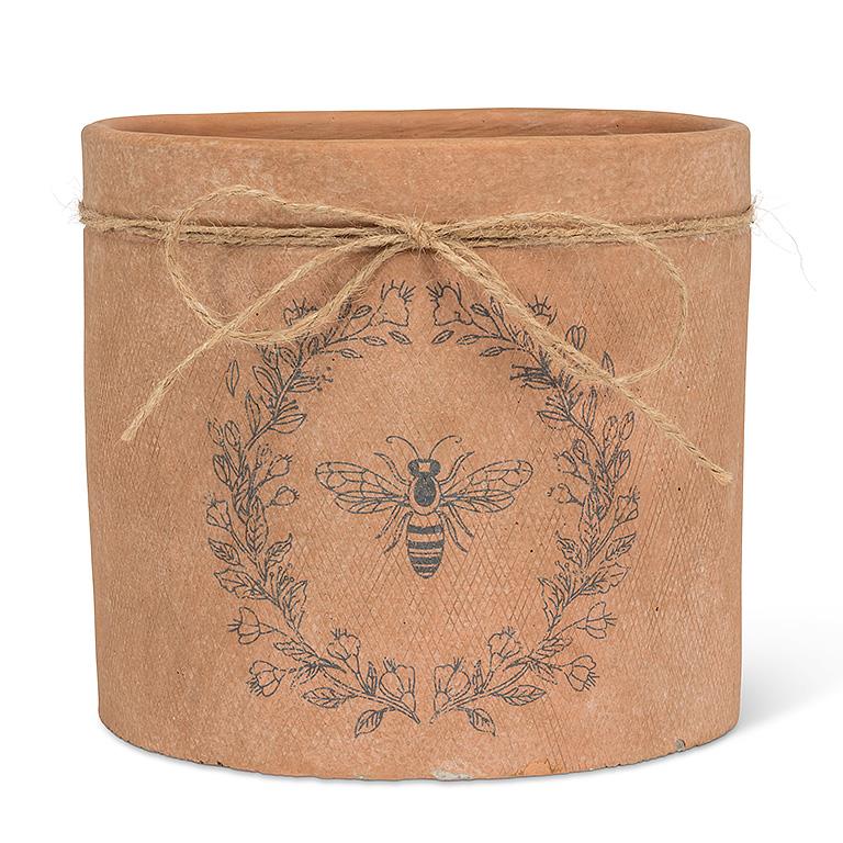 medium bee in crest clay planter flower pot 