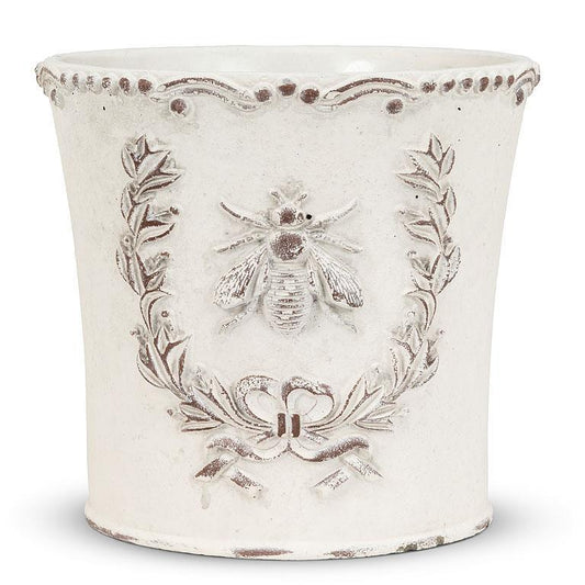 bee embossed planter honeybee crest bee flowers garden