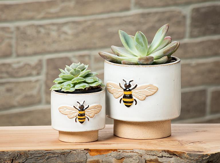 bee ceramic plant pots Single Emboss Bee Planter – The Bee Emporium
