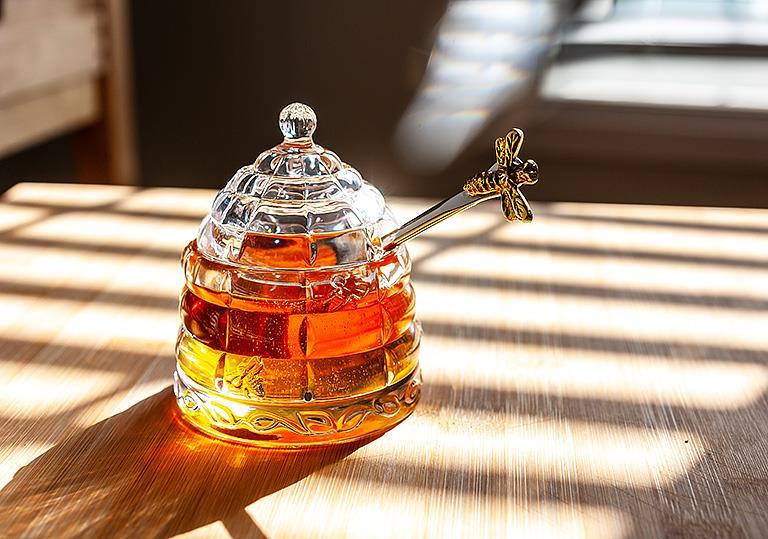 glass beehive honey pot bee