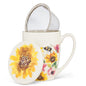 bee mug with strainer tea mug honeybee flowers