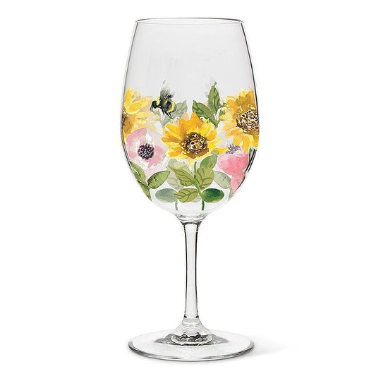 bee floral wine glass flowers