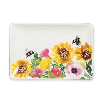 honeybee floral rectangle plate