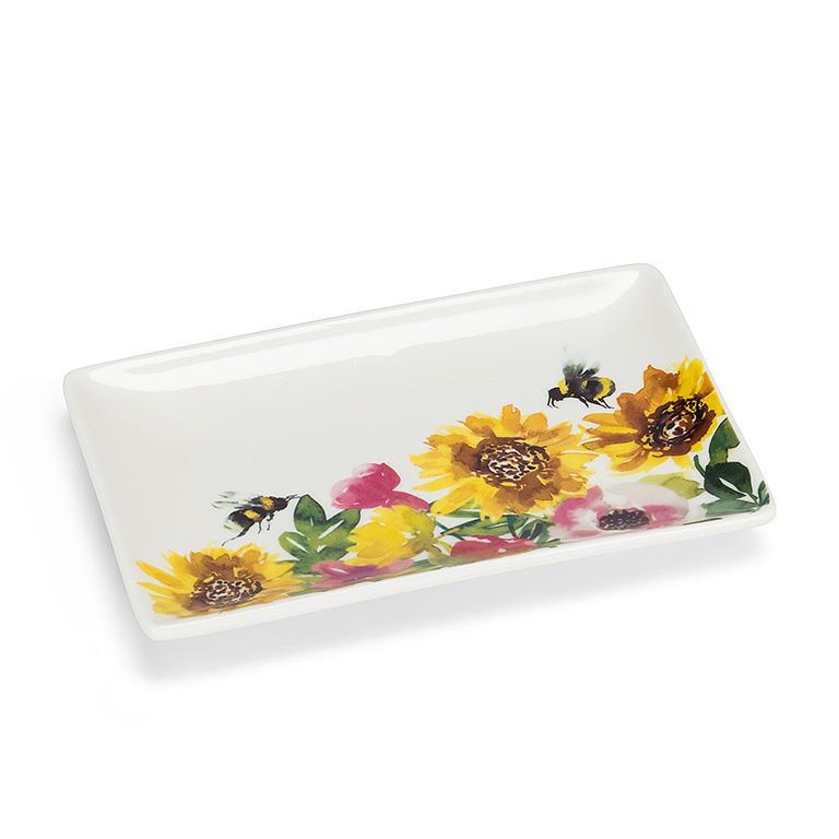 honeybee floral rectangle plate