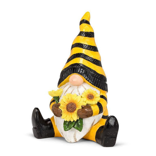 sitting bee gnome gardening