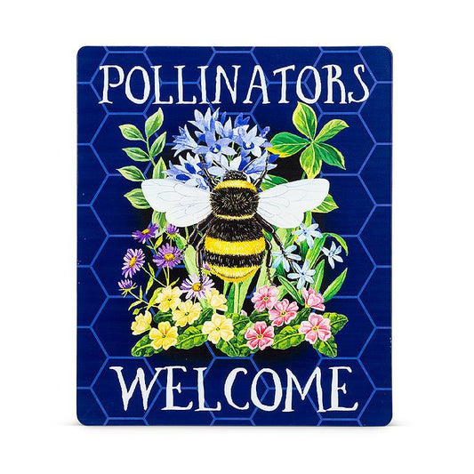 pollinators bee welcome sign garden floral sign