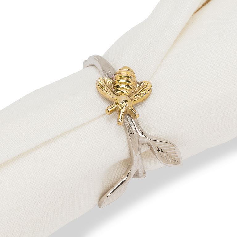 silver and gold bee napkin rings dinnerware dinner accessories