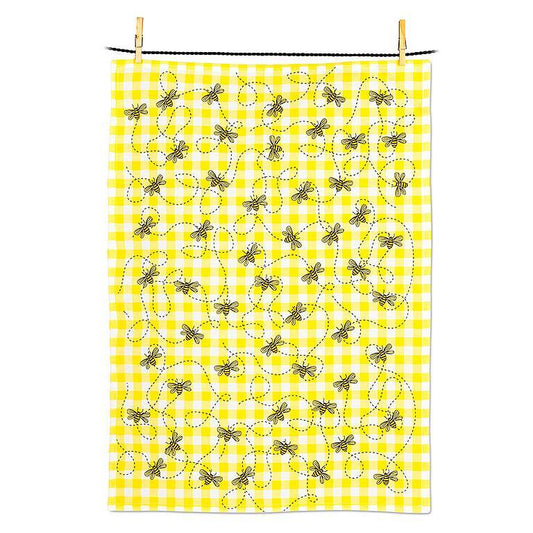 buzzing bee dish cloth checker bee print honeybee