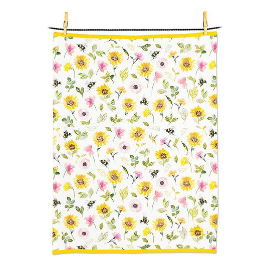 honeybee bee floral dishcloth dish towel